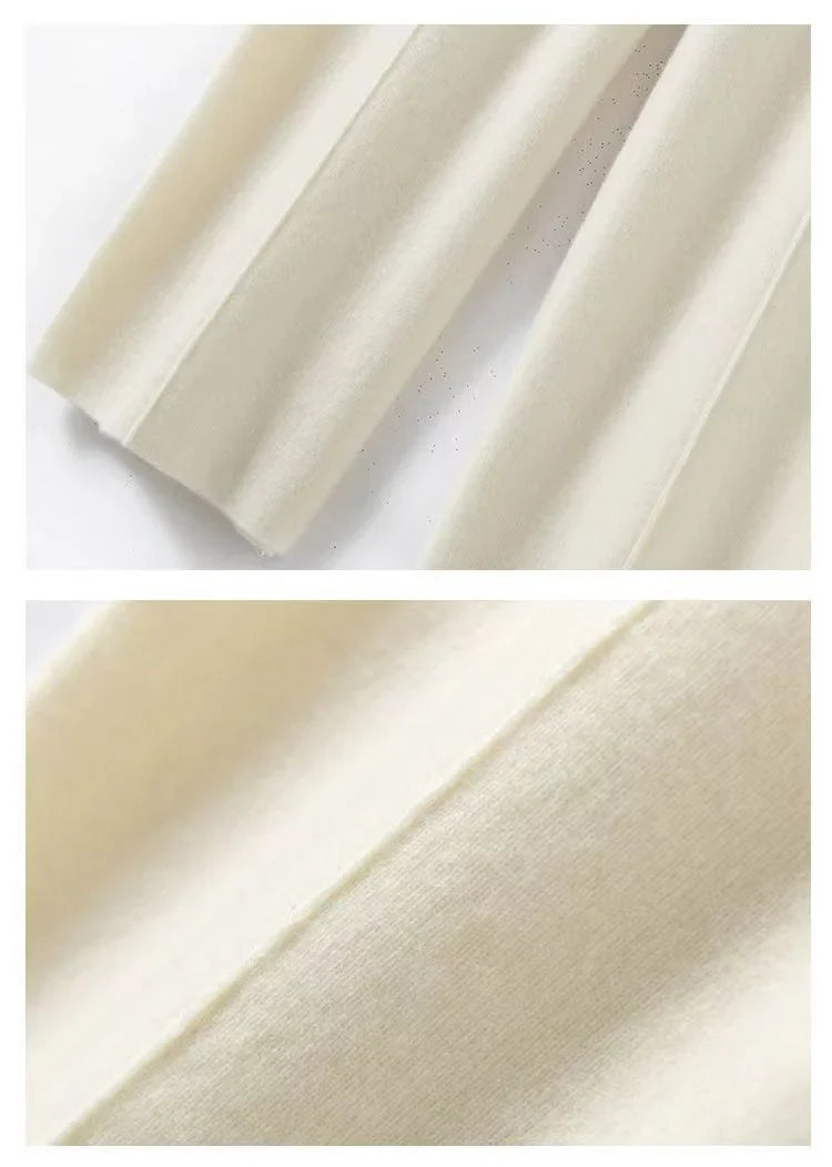 FJØRNA women's merino wool wide-leg high-waist trousers, stylish and comfortable pants for women, shown in a neutral color.