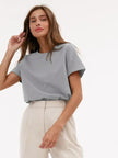 FJØRNA women's cotton T-shirt, soft and comfortable tops for women, shown in a relaxed fit with short sleeves and classic design.