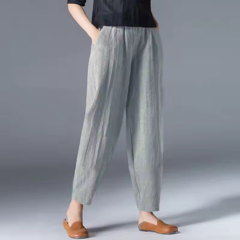FJØRNA Desiree™ lightweight summer trousers in soft fabric, shown in a relaxed fit with a comfortable waistband.