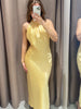 Isabella - Sunny Straps Satin Butter Yellow Dress