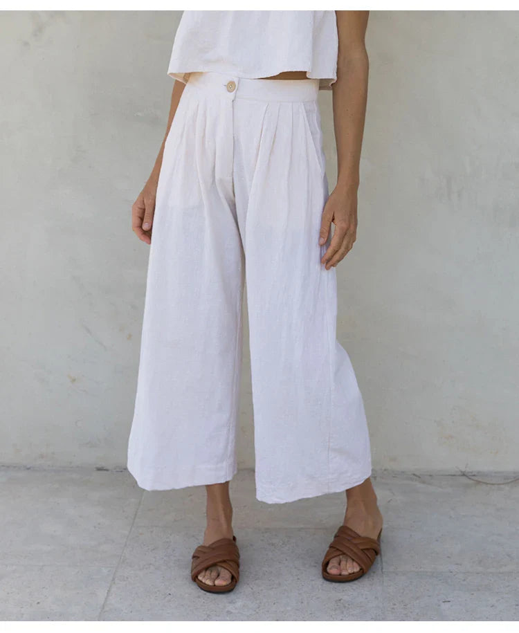 Linen Culotte Trousers Women