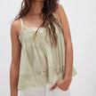FJØRNA women's lace cami top with trim, featuring delicate lace fabric and feminine design, ideal for stylish layered looks.