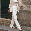 Knit Wide Leg Trousers Women Drawstring