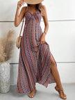 FJØRNA Julia casual vacation maxi dress for women, flowing lightweight dress with floral pattern and sleeveless design.