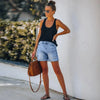FJØRNA lightweight summer women's high waist cropped shorts with pockets, casual and breathable for warm weather.