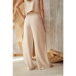 Knit Wide Leg Trousers Women Elastic Waist