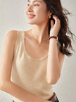 FJØRNA women's cashmere top, soft and cozy long-sleeve sweater in neutral color, perfect for casual or elegant wear