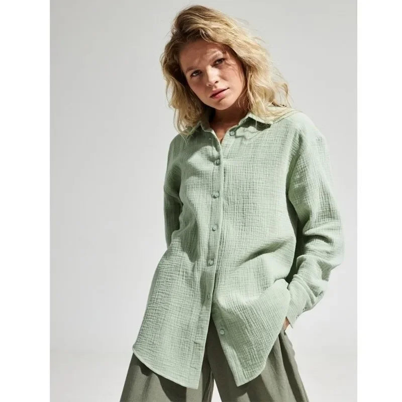 Lacceti Valencia 100% Cotton Summer Shirt displayed on a hanger, featuring lightweight fabric and a classic casual design.