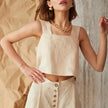FJØRNA women's knit wide-leg trousers with elastic waistband, comfortable and stylish pants for casual or office wear.