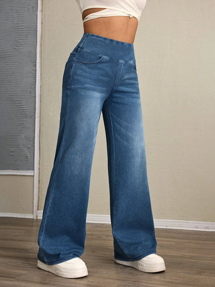 High-Rise Wide Leg Jeans Denim