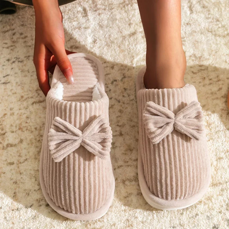 Cozy Slippers with Bow Detail 1