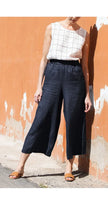 Linen Wide Leg Trousers Women Drawstring Pull-On