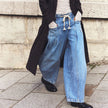 Cotton Jeans Women Wide Leg Drawstring