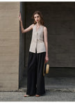 FJØRNA linen women's waistcoat with halter neck, sleeveless design, stylish top perfect for warm weather wear