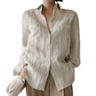 FJØRNA women's linen shirt with pleated design, lightweight and breathable top perfect for casual or stylish wear.