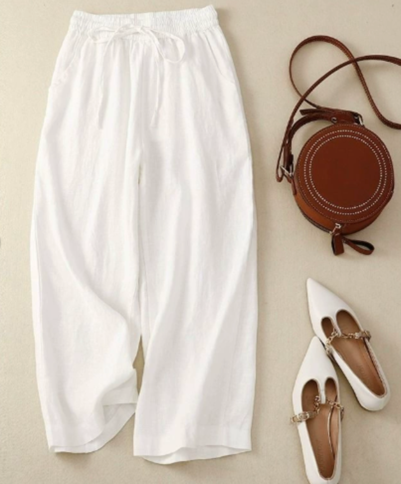 FJØRNA lightweight summer women's wide-leg trousers, breathable and flowy, perfect for warm weather and casual wear