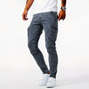 FJØRNA men's denim cargo pants with 4-way stretch, versatile casual look, featuring multiple pockets and a relaxed fit.