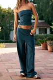 FJØRNA women's knit wide-leg trousers, part of co-ord set, shown in a relaxed fit with a comfortable, stylish design.
