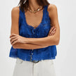 FJØRNA women's lace cami top with trim, featuring delicate lace fabric and sleeveless design for a stylish, feminine look.