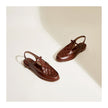 FJØRNA women's Italian leather slingback sandals with woven design, perfect for summer and warm-weather wear.