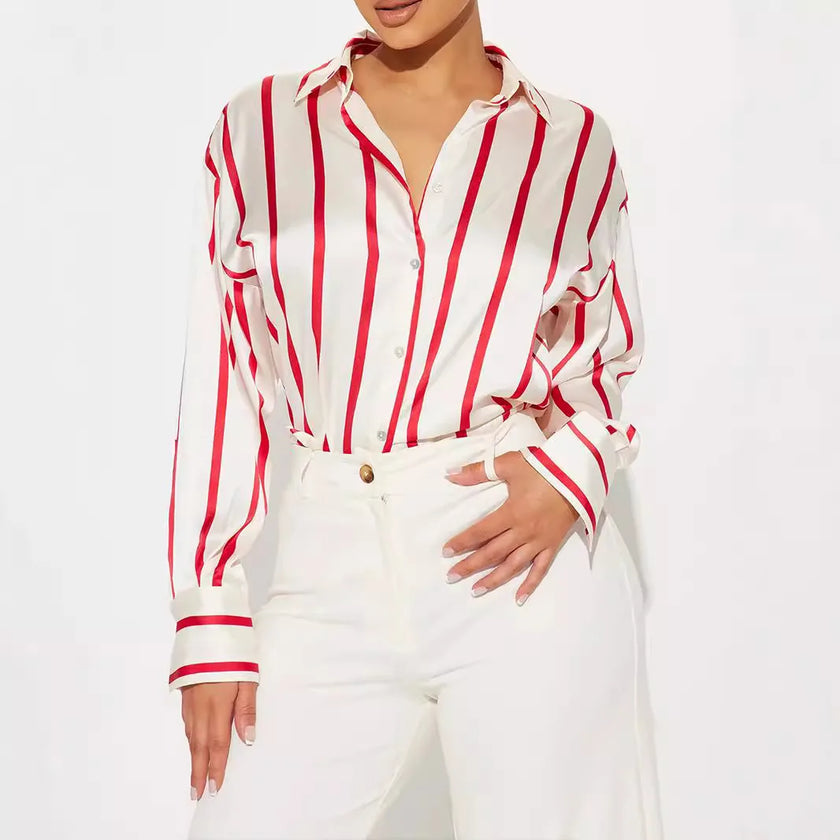 FJØRNA women's satin blouse, elegant and smooth sleeveless top with a soft sheen, perfect for stylish women's fashion.