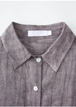 FJØRNA women’s linen pleated shirt top with a relaxed fit, lightweight fabric, and classic button-down design.