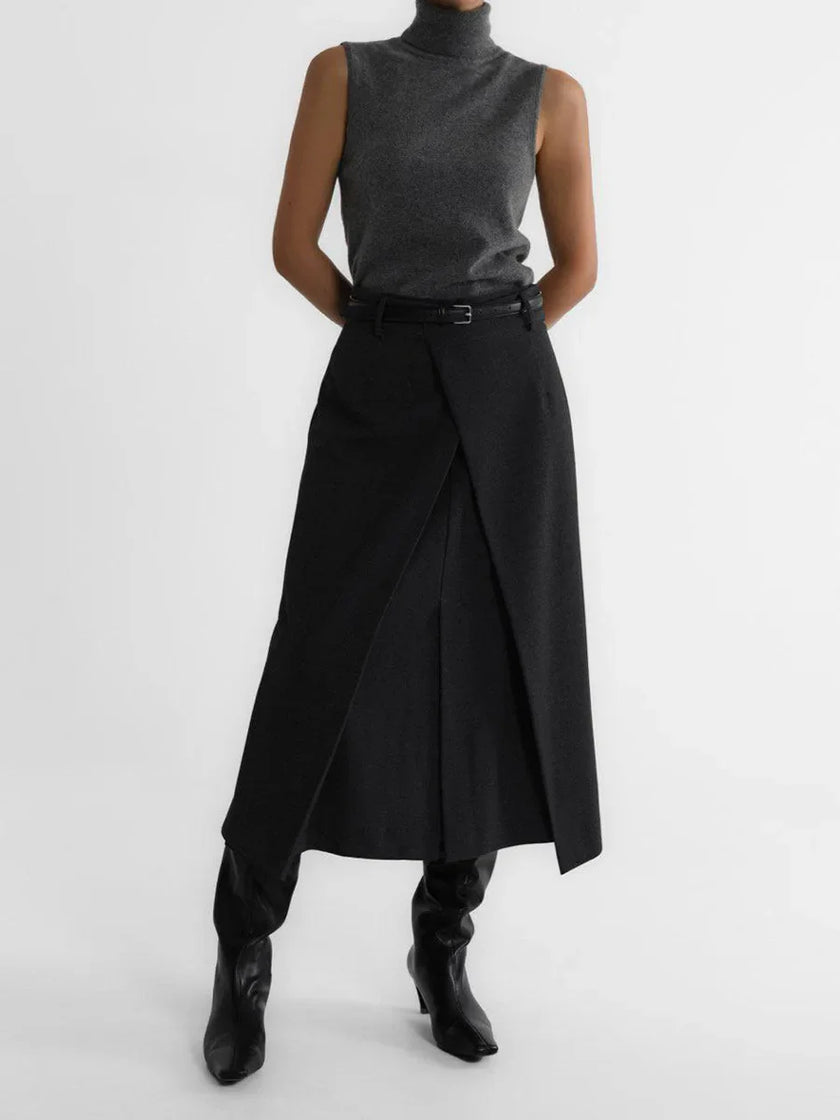 FJØRNA women’s sleeveless wool vest, lightweight top with a cozy knit texture, styled over a shirt for a layered look