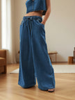Denim Jeans Women Wide Leg Drawstring