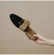 FJØRNA women's fur mule slippers with plush lining, slip-on luxury shoes for women, cozy and stylish indoor footwear