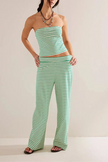 FJØRNA women's knit wide-leg trousers from co-ord set, soft fabric, high-waisted style, and relaxed fit for casual wear.