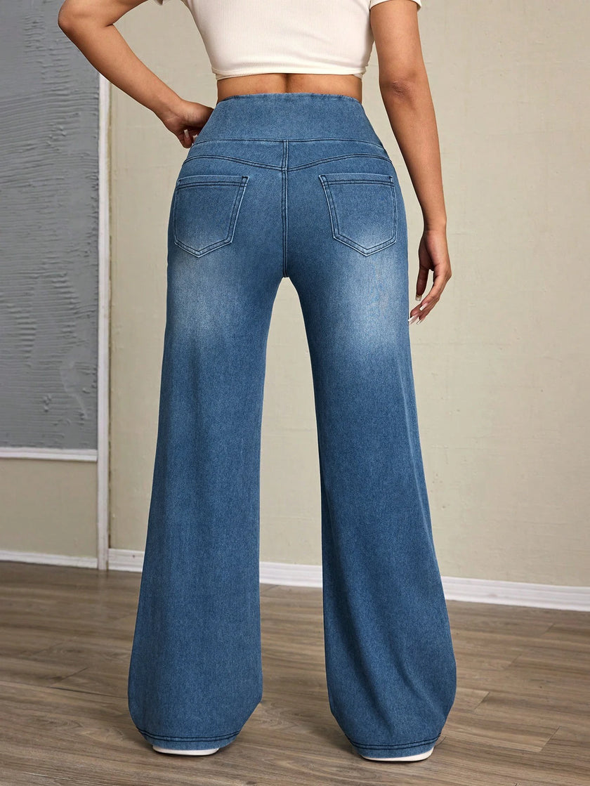 High-Rise Wide Leg Jeans Denim