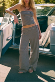 FJØRNA women's knit wide-leg trousers from co-ord set, casual pants with a relaxed fit and comfortable knit fabric.