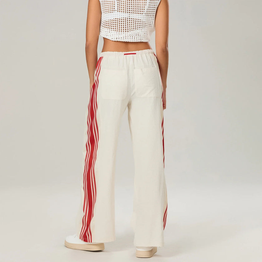 FJØRNA women's high waist cotton joggers with elastic waistband, comfortable casual pants for women.