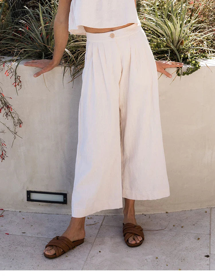 Linen Culotte Trousers Women