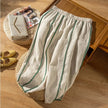 FJØRNA women's linen wide leg trousers with elastic waist, flowy and comfortable for casual or summer wear