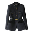 Elina – Tailored Wool-Blend Coat with Gold Details