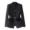 Elina – Tailored Wool-Blend Coat with Gold Details