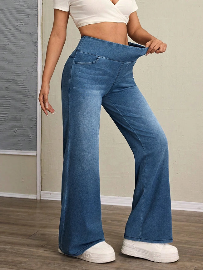 High-Rise Wide Leg Jeans Denim