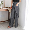 FJØRNA women's high waist cotton wide-leg trousers, stylish and comfortable pants with a relaxed fit for casual wear