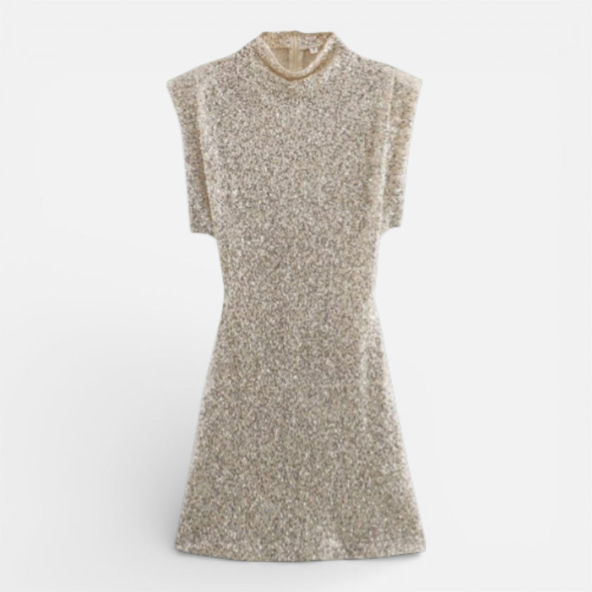 FJØRNA women's slim fit sequin mini dress with elegant design, suitable for cocktail parties and special occasions.