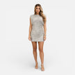 FJØRNA women's slim fit sequin mini dress, elegant cocktail dress with sparkling sequins and stylish design.