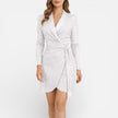 FJØRNA women's sequin blazer dress, wrap mini style, with elegant sparkle and tailored fit, suitable for stylish occasions.