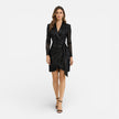 FJØRNA women's sequined blazer dress wrap mini, elegant evening dress with shimmering sequins and tailored fit.
