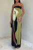 FJØRNA Ruby summer dress featuring a white strapless design with avocado print, off-shoulder style, perfect for chic summer wear