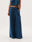 Denim Jeans Women Wide Leg Drawstring