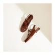 FJØRNA women's Italian leather slingback sandals with woven summer design, stylish and comfortable for warm weather.
