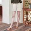 FJØRNA women's linen blend shorts with high waist and elastic waistband, casual summer pants for women.