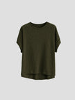 FJØRNA oversized tee with rolled cuffs, soft fabric, and relaxed fit, displayed on a neutral background.