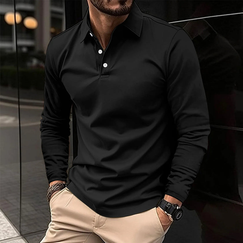 Stylish Long Sleeve Polo Shirt