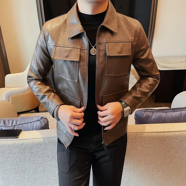 Alex – Men's Leather Jacket - Stylish Vintage | Slim Fit Coat 2